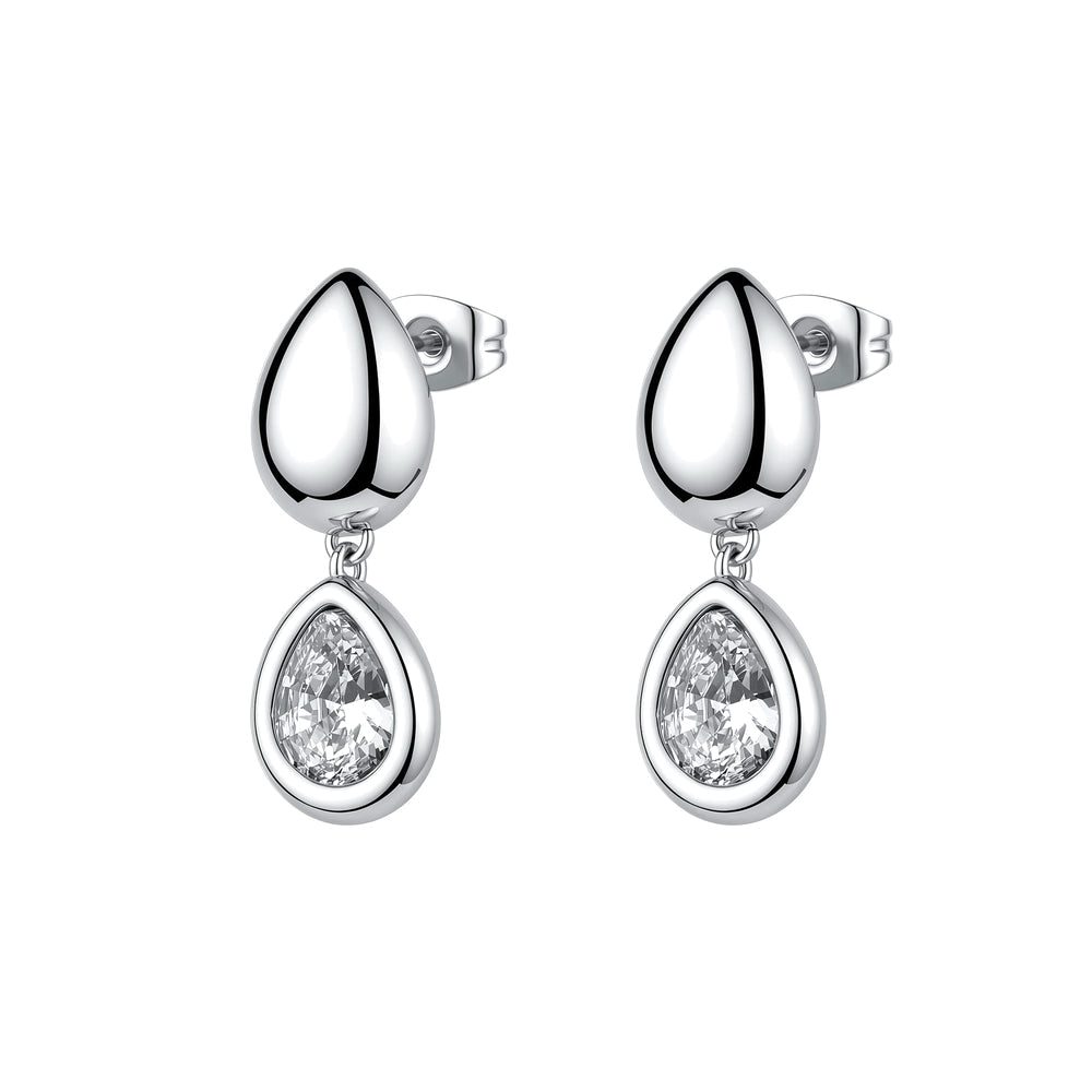 Orecchini Pendenti Glow in Acciaio con Goccia e Zirconi – Brosway BGW21
