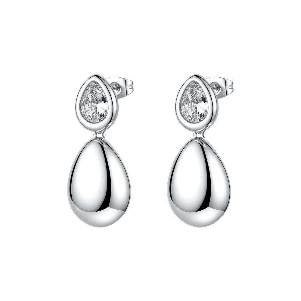 Orecchini Pendenti Glow in Acciaio con Gocce e Zirconi – Brosway BGW27