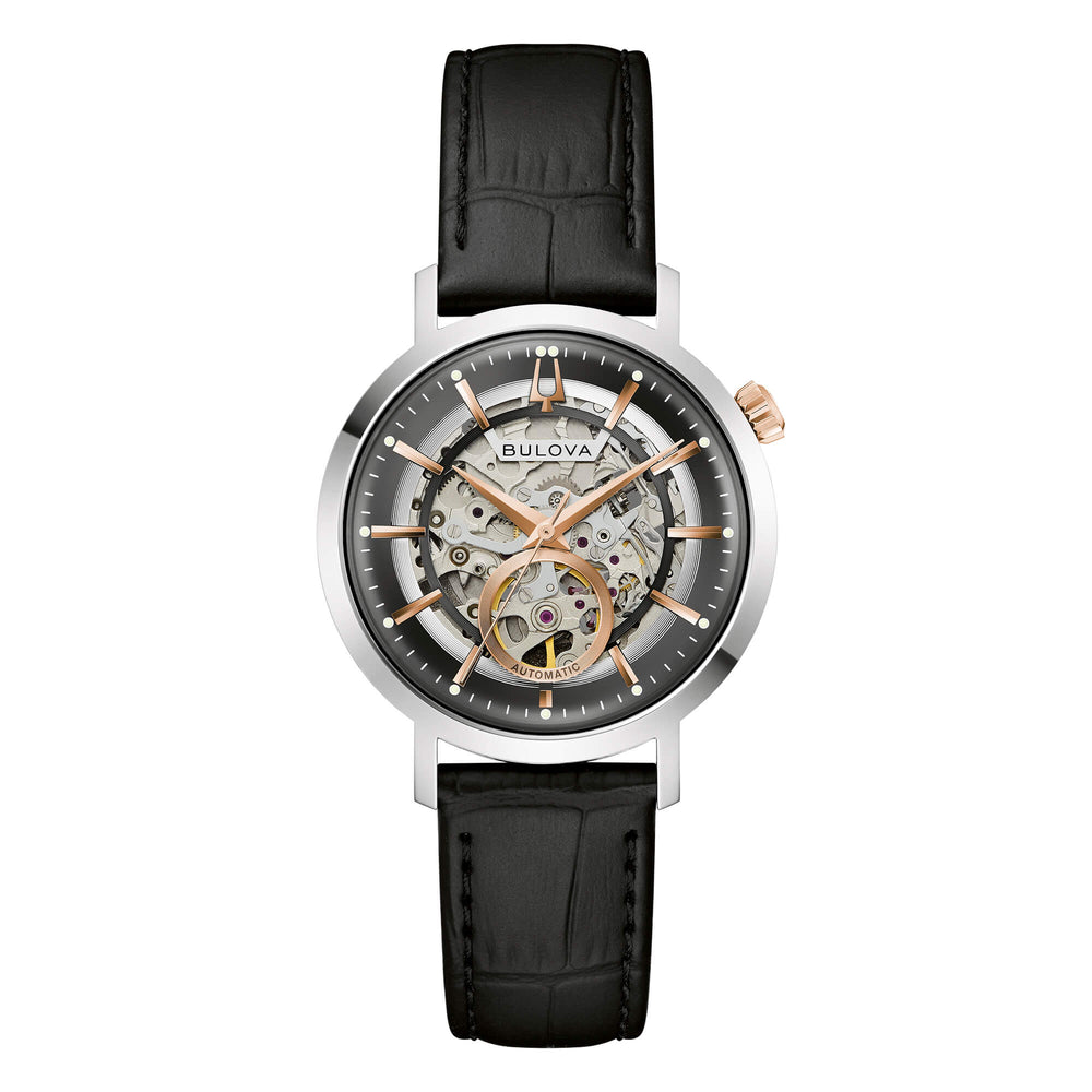 Bulova Aerojet Skeleton 38mm cinturino pelle nera 98A344