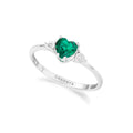Comete Anello cuore in Oro 9KT, Diamanti bianchi e Smeraldo ricristallizzato – KANB1915