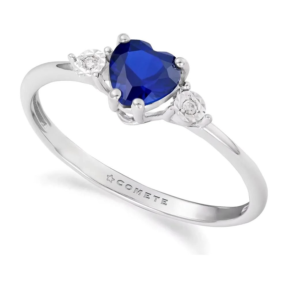 Comete Anello cuore in Oro 9KT, Diamanti bianchi e Zaffiro blu ricristallizzato – KANB1914