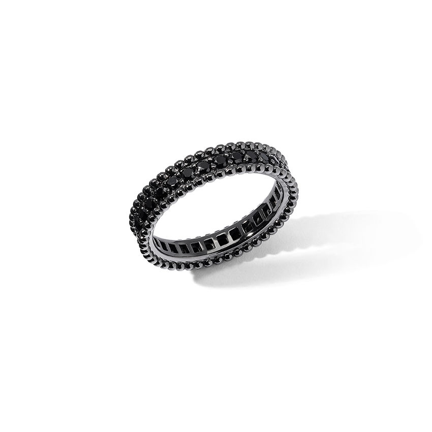 Comete Anello in Argento rutenio con zirconi neri – UAN133