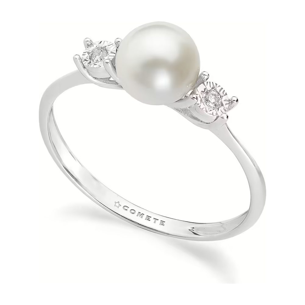 Comete Anello in Oro 9KT, Diamanti bianchi e Perla coltivata Ø 6/6,5 mm – KANP001