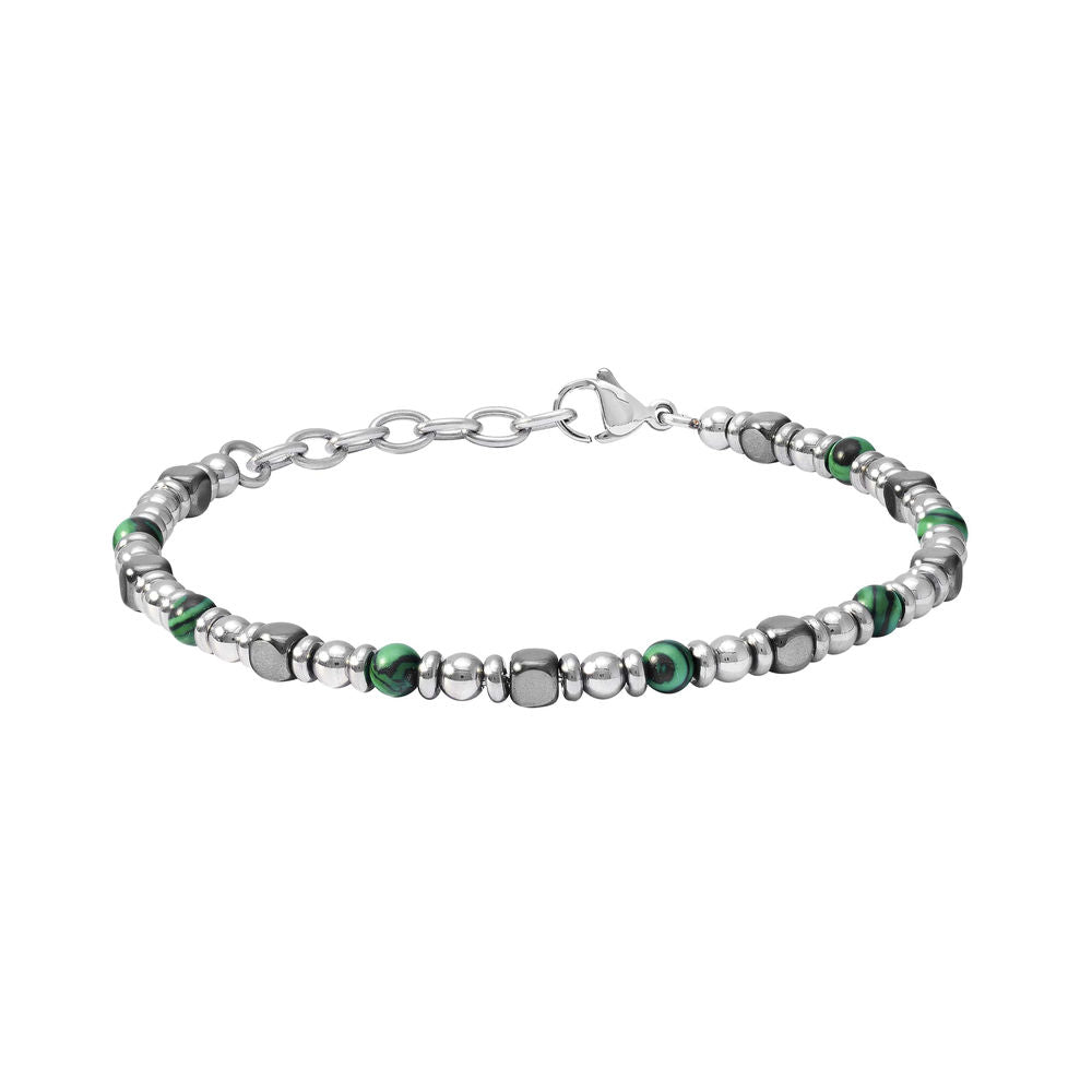 Comete Bracciale Acciaio con Malachite e Ematite – UBR1201