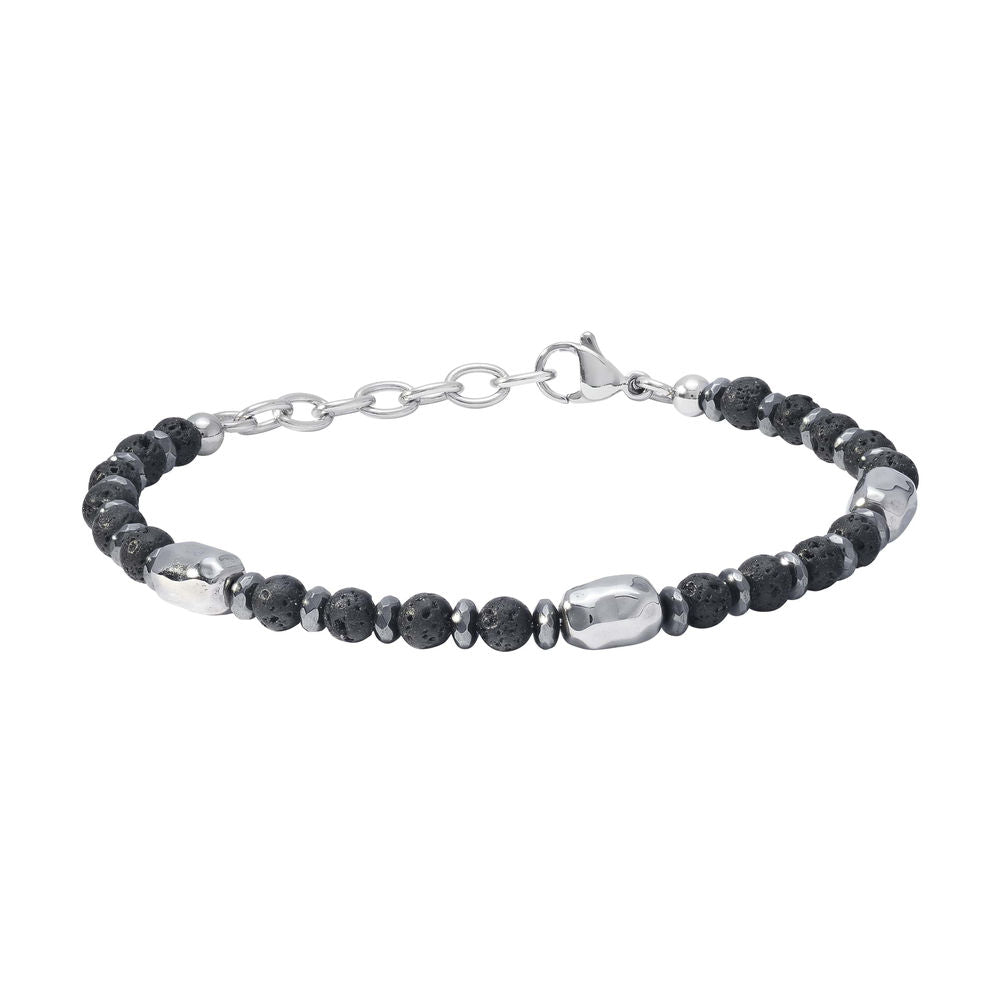 Comete Bracciale Acciaio con Pietra Lavica ed Ematite – UBR1206