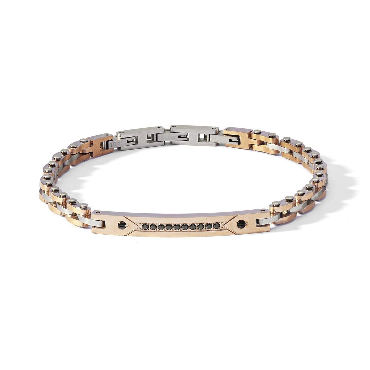 Comete Bracciale Acciaio nero, PVD rosè, e zirconi neri – UBR1189