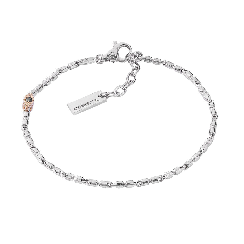Comete Bracciale Chain in Argento brunito e lucido con diamante e spinelli neri – UBR1260