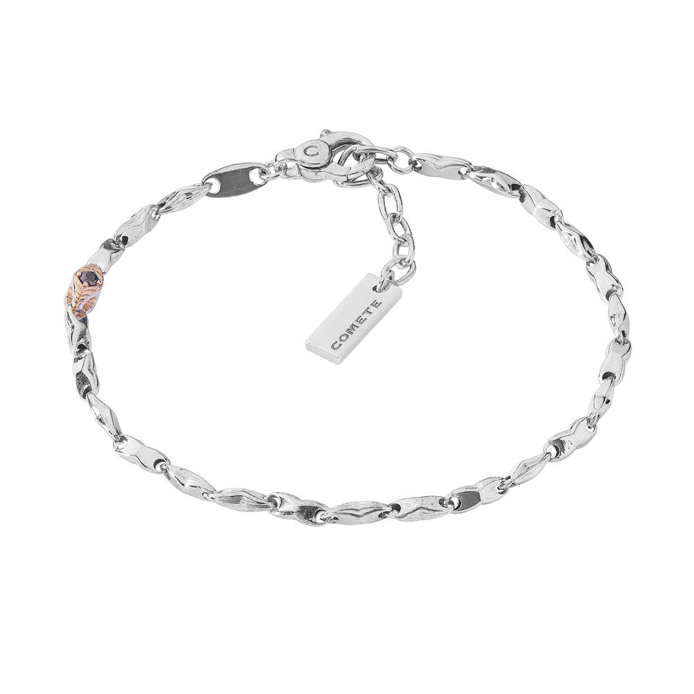 Comete Bracciale Chain in Argento e rosè con diamante e spinelli neri – UBR1258