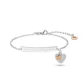 Comete Bracciale con targa Stella e Cuore in Argento rosè e zirconi – BRA217