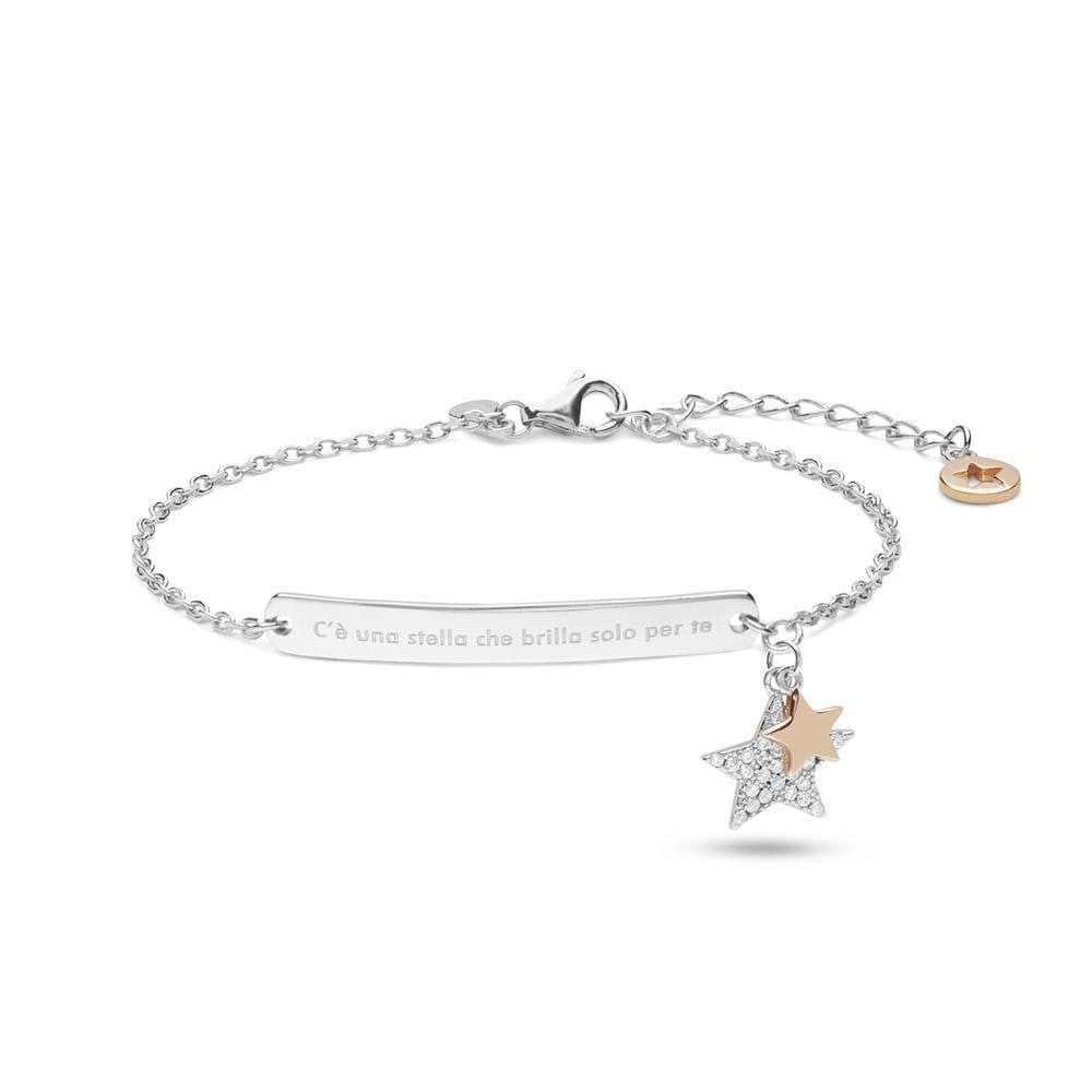 Comete Bracciale con targa Stella in Argento rosè e zirconi – BRA216