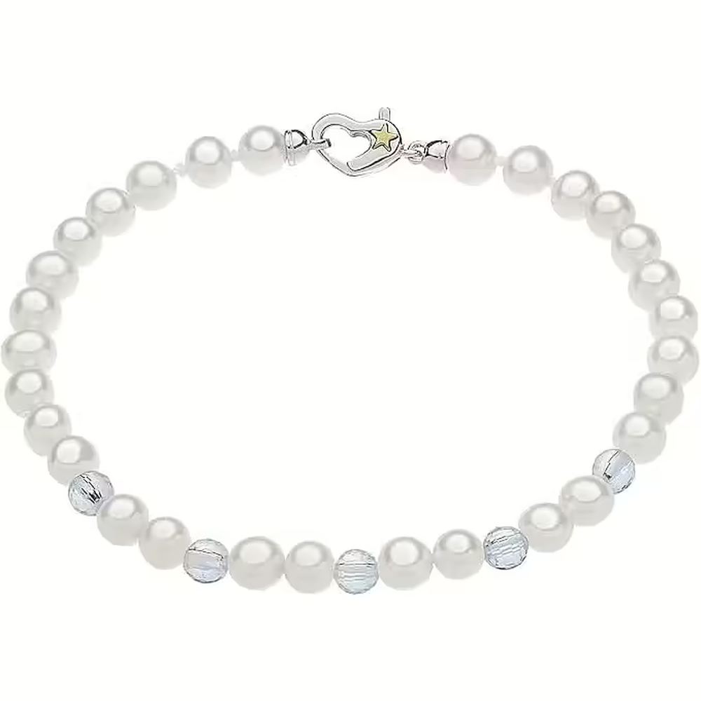Comete Bracciale di perle coltivate con elementi azzurri e chiusura Cuore in Argento – BRQ318