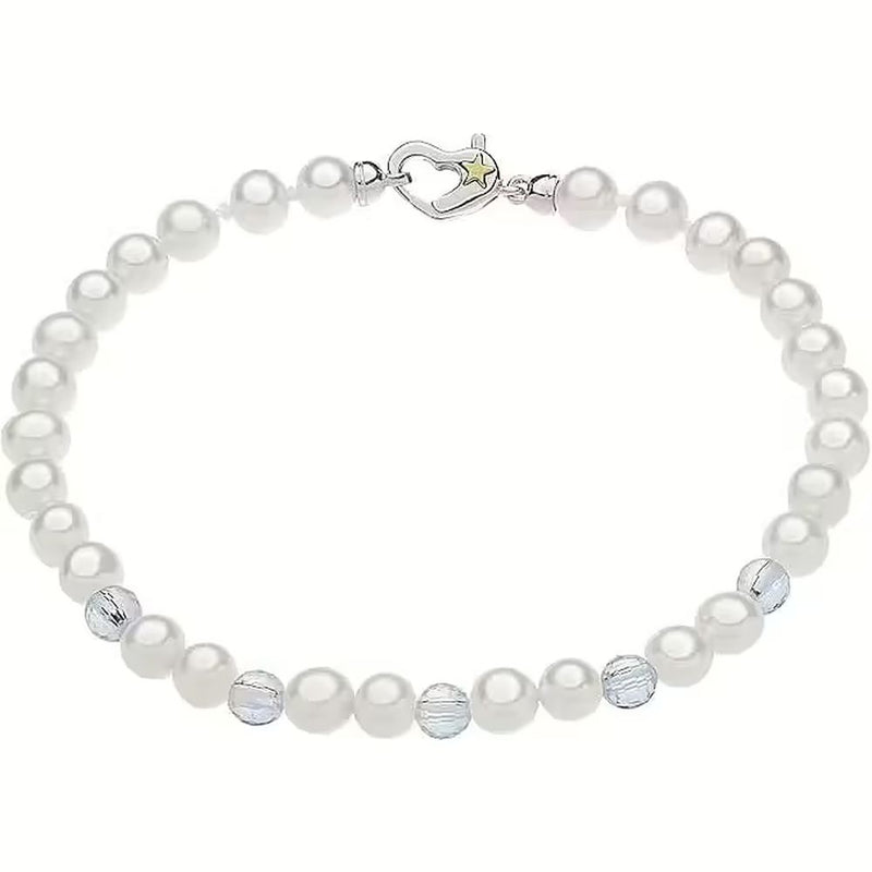 Comete Bracciale di perle coltivate con elementi azzurri e chiusura Cuore in Argento – BRQ318
