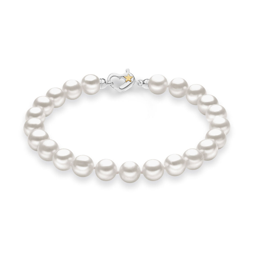 Comete Bracciale di perle coltivate in Argento e Oro 18 kt Ø 6-6,5 mm – BRQ313