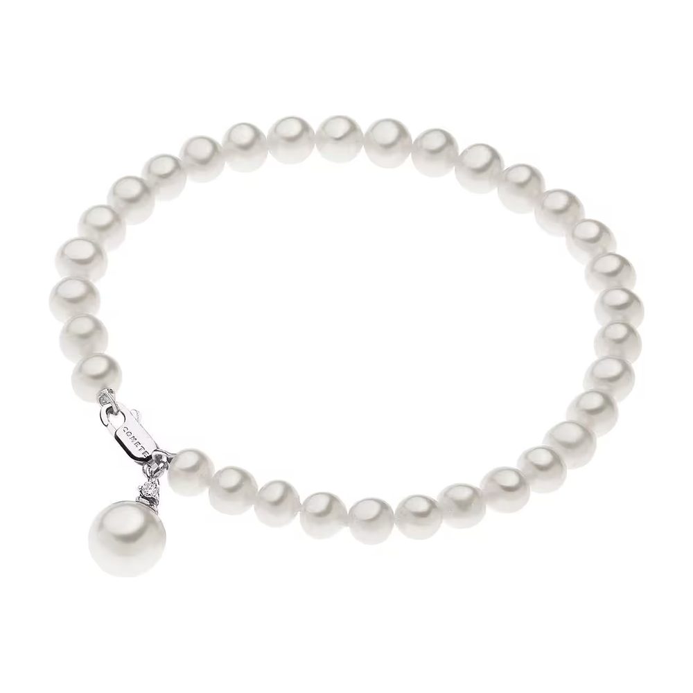 Comete Bracciale filo di perle in Oro 18KT, Diamante bianco e Perla coltivata – BRQ265