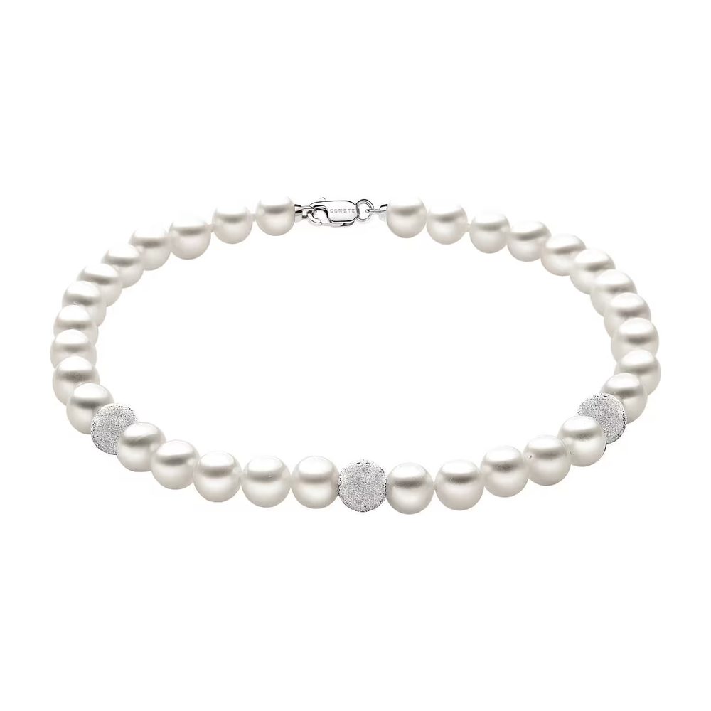 Comete Bracciale filo di perle in Oro 18KT e sfere diamantate – BRQ193B