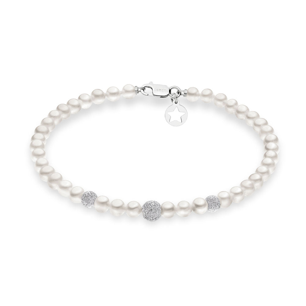 Comete Bracciale filo di perle in Oro 18KT e sfere diamantate – BRQ195B