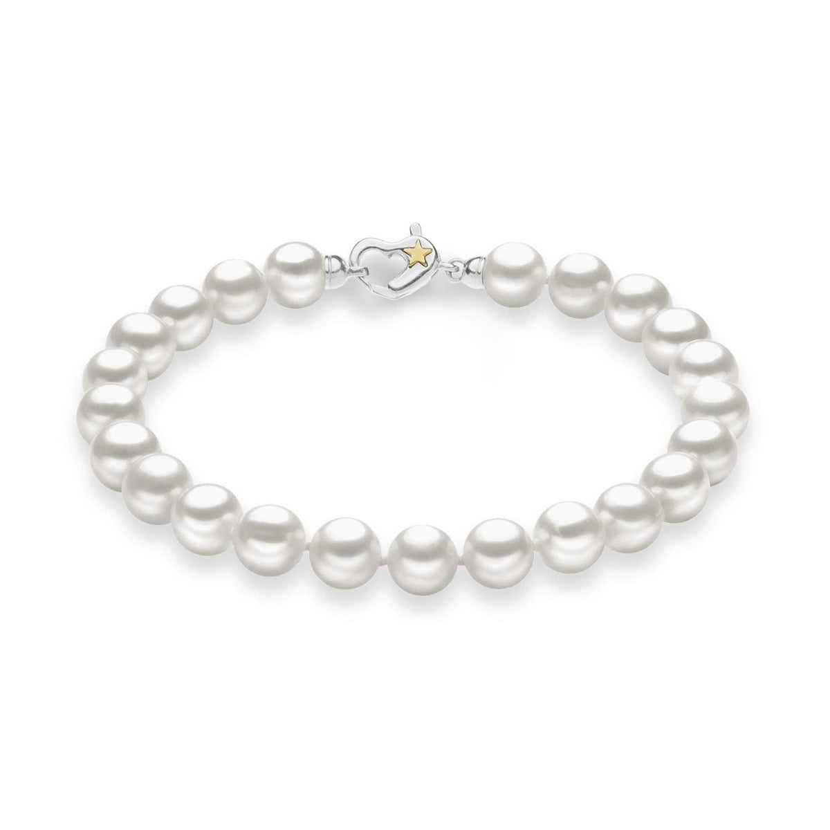 Comete Bracciale Filo Perle Acquadolce in Argento e Stella in Oro giallo – BRQ310