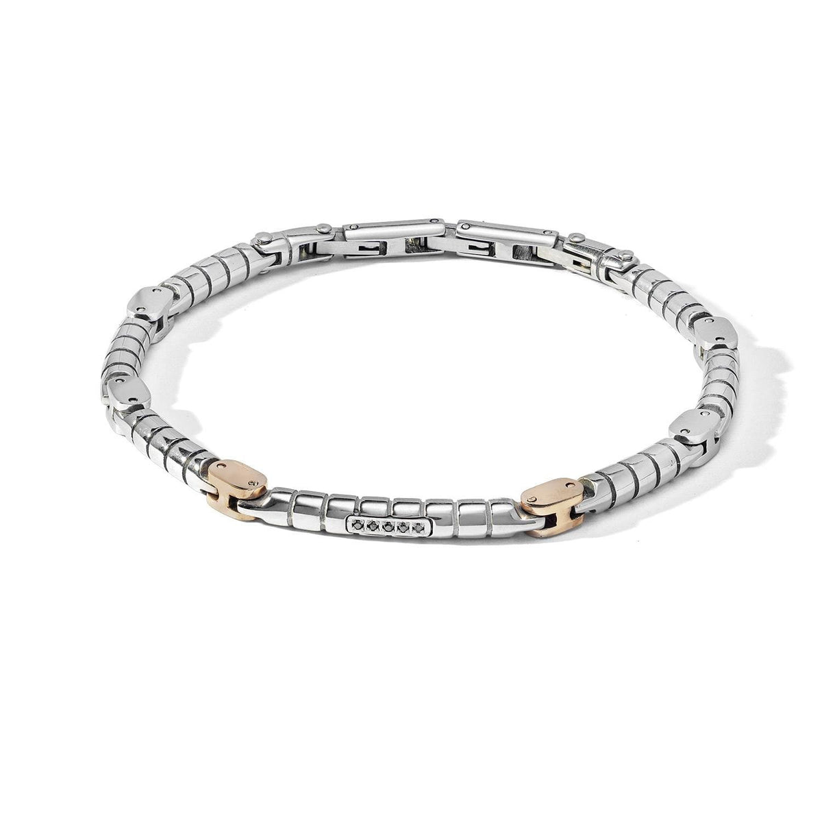 Comete Bracciale in Acciaio con elementi rosè e Diamanti neri – UBR1156