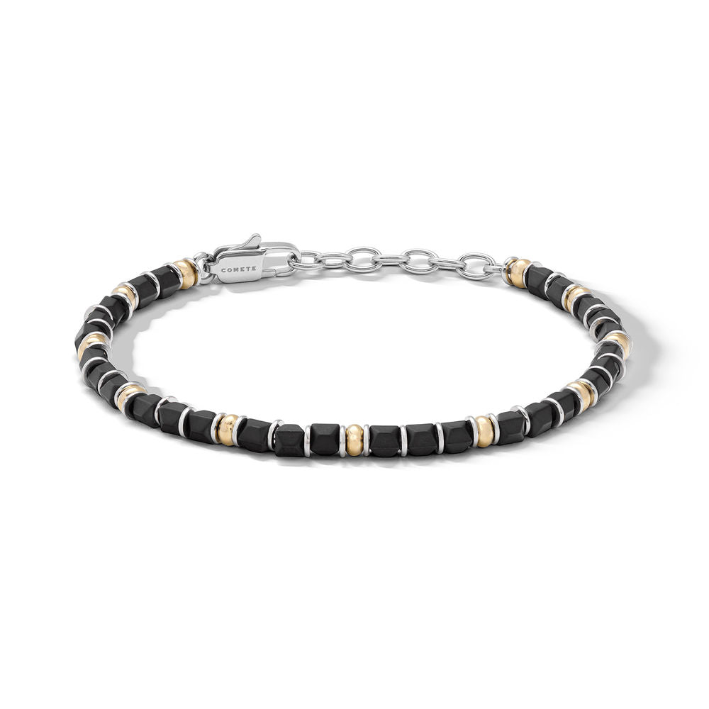 Comete Bracciale in Acciaio con ematite nera e PVD giallo – UBR1327