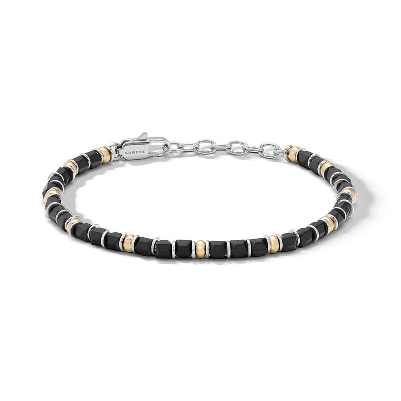 Comete Bracciale in Acciaio con ematite nera e PVD giallo – UBR1327