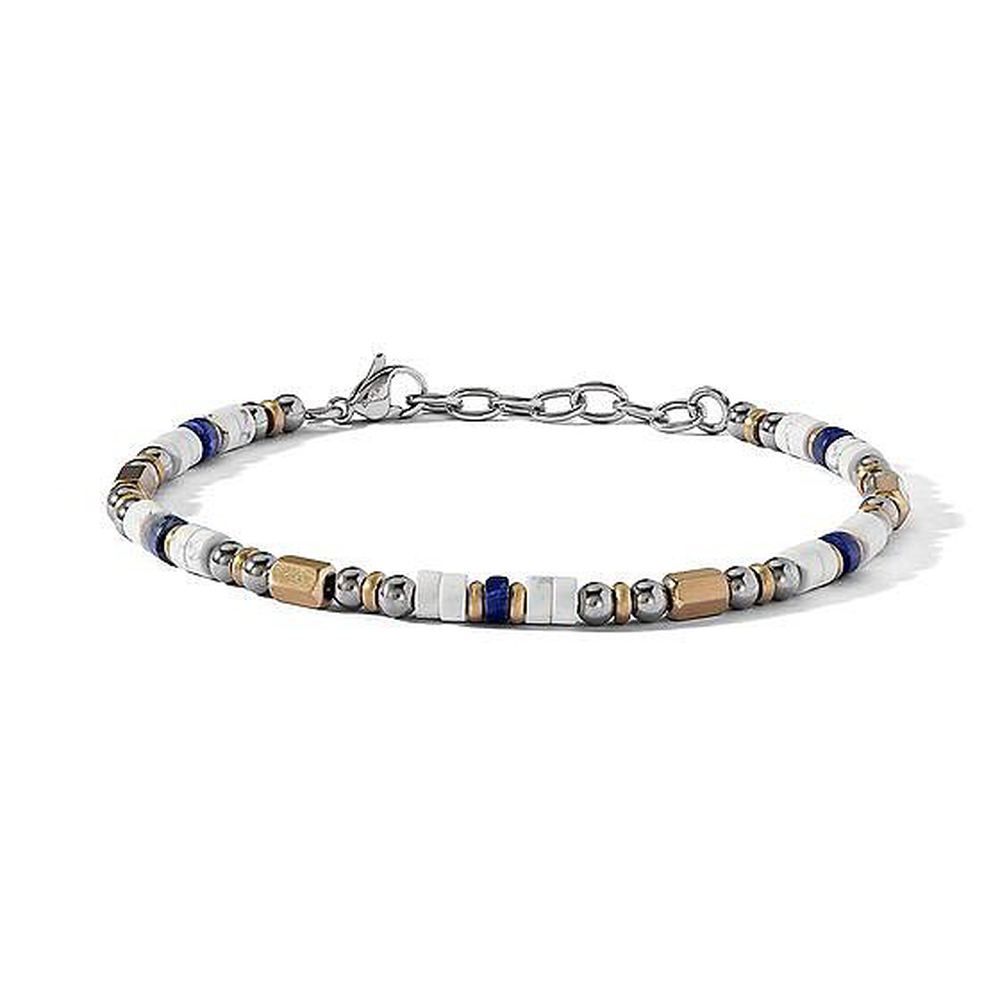 Comete Bracciale in Acciaio con pietre bianche ed ematite – UBR1274
