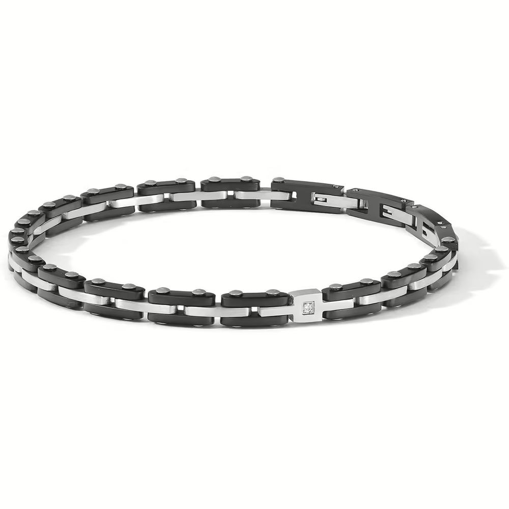 Comete Bracciale in Acciaio e ceramica nera con zircone – UBR1242