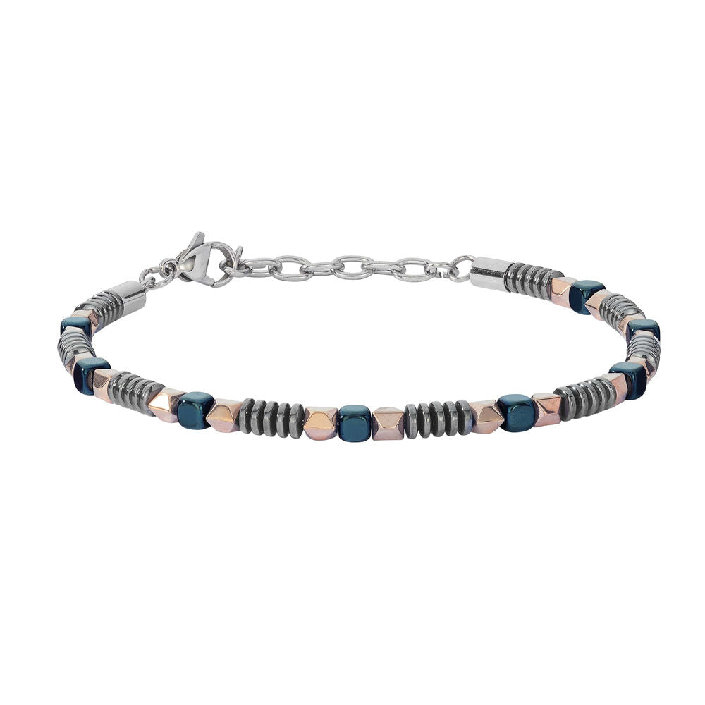 Comete Bracciale in Acciaio ed ematite, PVD blu e rosè – UBR1227