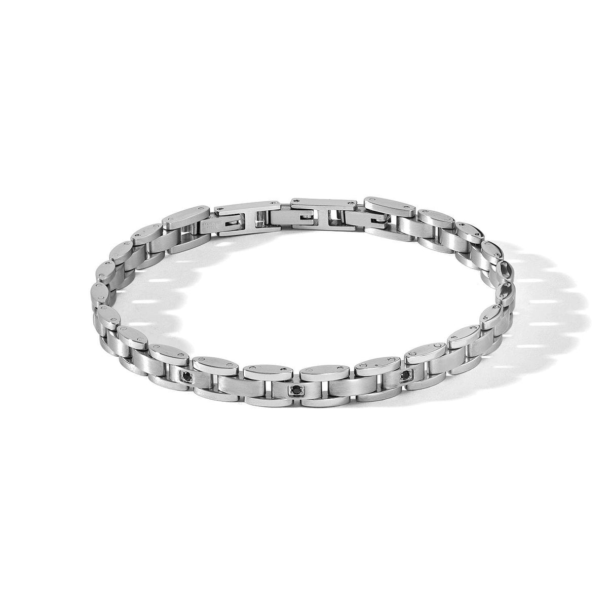 Comete Bracciale in Acciaio lucido e zirconi neri – UBR1094