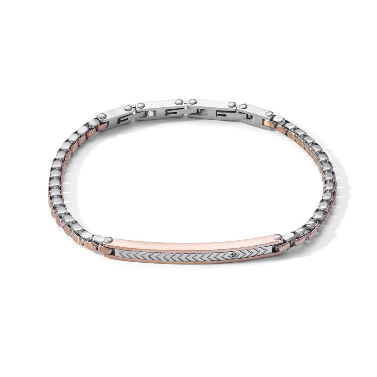 Comete Bracciale in Acciaio, PVD rosa, zircone nero – UBR1031