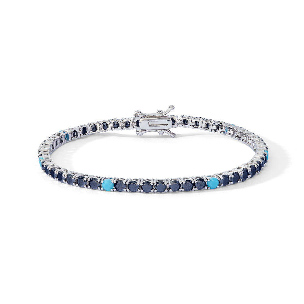 Comete Bracciale in Argento con zirconi turchesi e neri – UBR1253