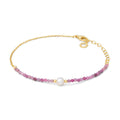 Comete Bracciale in Argento dorato con radice di rubino e perla – BRA290
