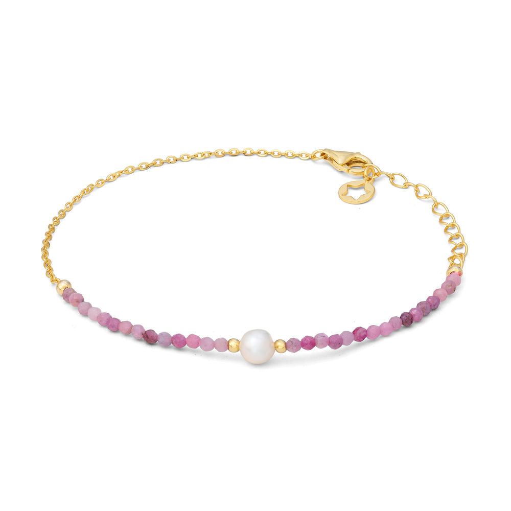 Comete Bracciale in Argento dorato con radice di rubino e perla – BRA290