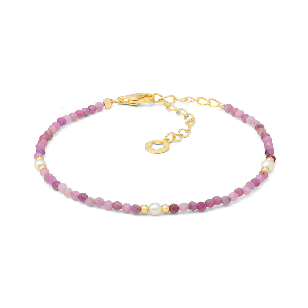 Comete Bracciale in Argento dorato con radice di rubino e perle – BRA285