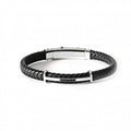 Comete Bracciale in pelle intrecciata nera e Acciaio con zirconi neri – UBR632