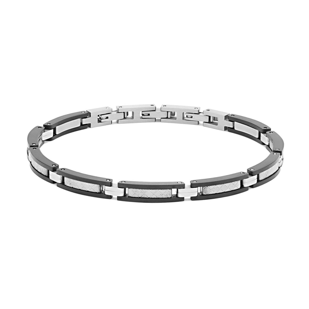 Comete Bracciale texture in Acciaio e PVD nero – UBR979