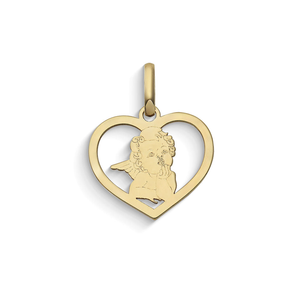 Comete Ciondolo a cuore con Angelo Custode in Oro giallo 9 kt – KCOB039