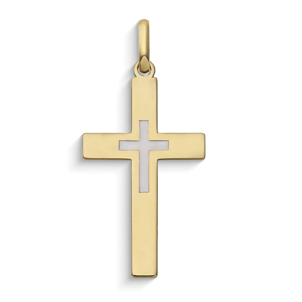 Comete Ciondolo Croce in Oro giallo 9 kt e smalto – KCOB034