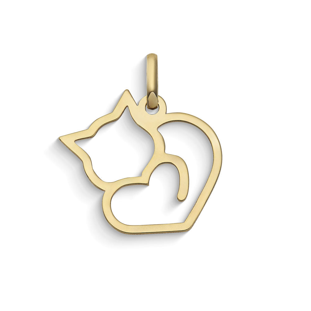 Comete Ciondolo Gattino a cuore in Oro giallo 9 kt – KCOB047