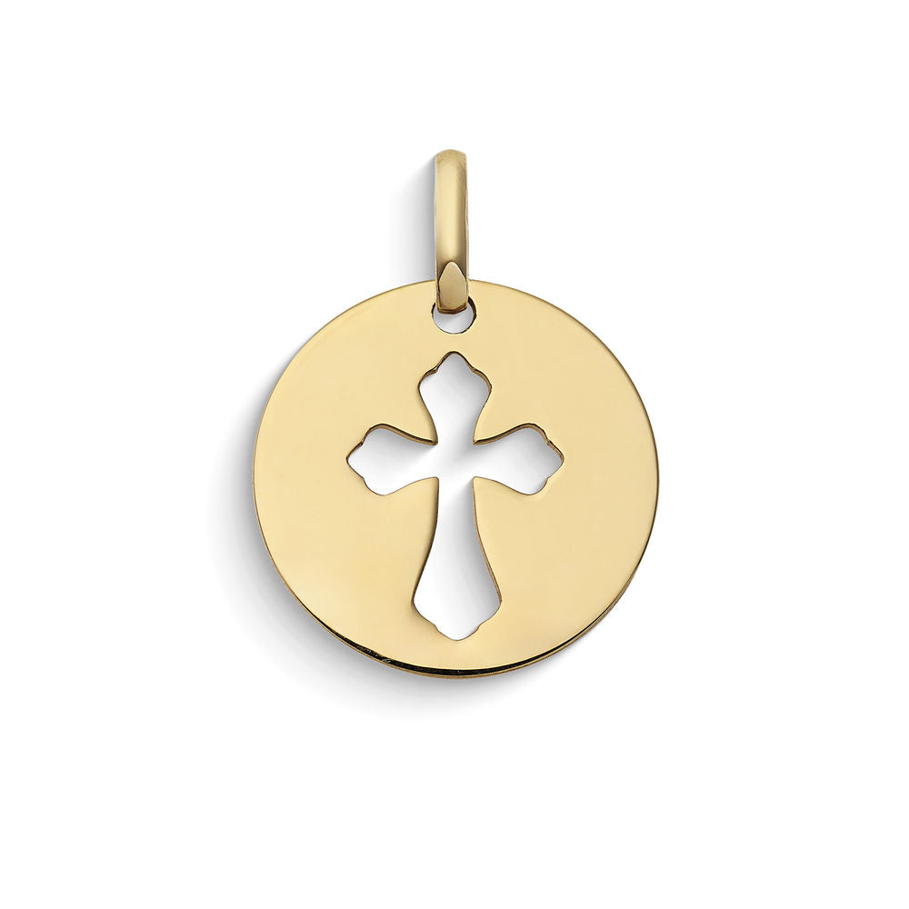 Comete Ciondolo rotondo con Croce in Oro giallo 9 kt – KCOB035