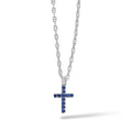 Comete Collana Croce in Argento con zirconi blu Small – UGL730