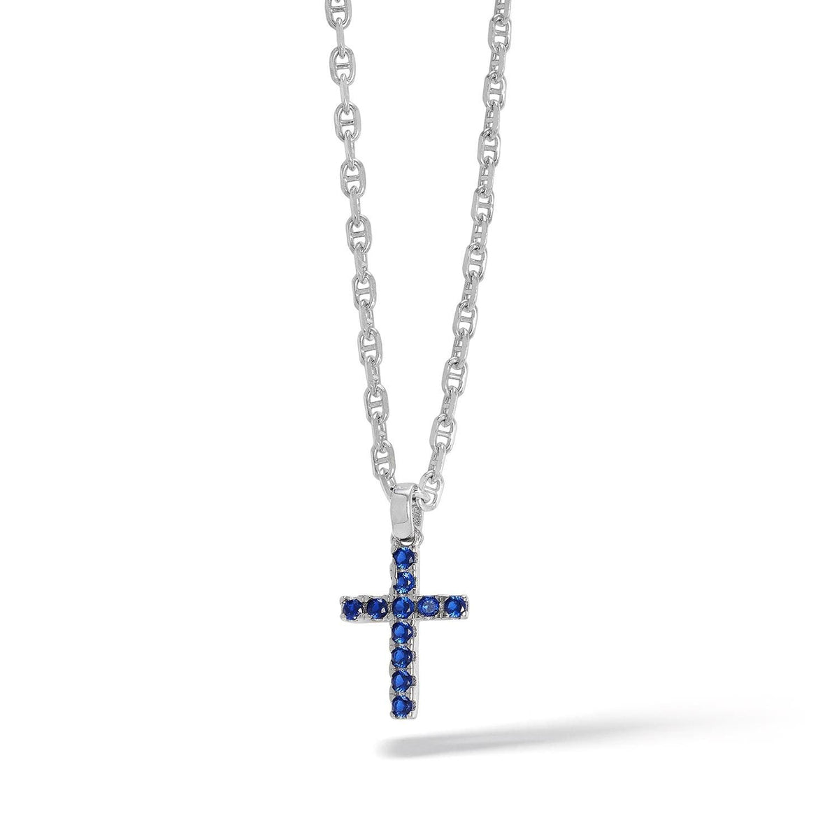 Comete Collana Croce in Argento con zirconi blu Small – UGL730