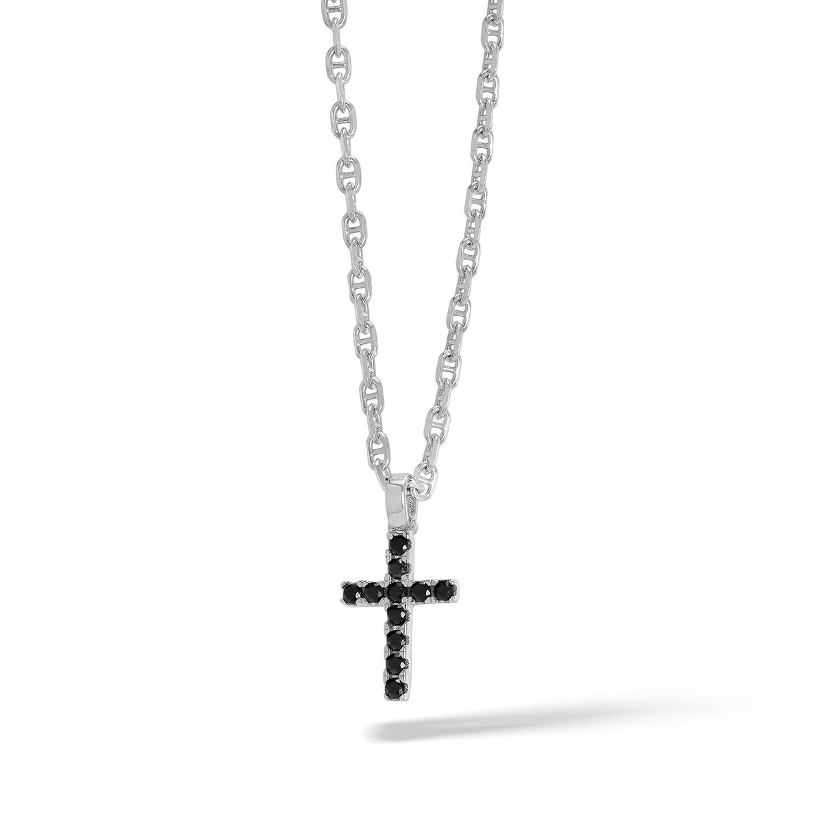 Comete Collana Croce in Argento con zirconi neri Small – UGL728