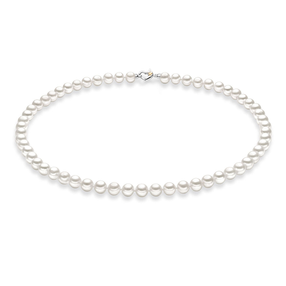 Comete Collana di perle coltivate in Argento con stella in Oro 18 kt Ø 7-7,5 mm – FWQ315