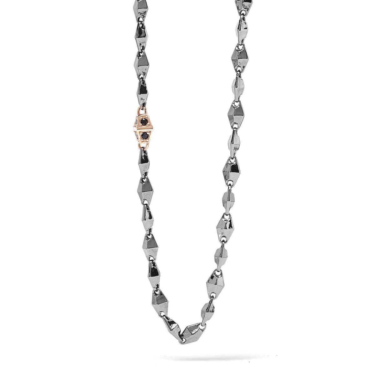 Comete Collana Elegant in Argento brunito e bagno d'oro rosè con zirconi neri – UGL699
