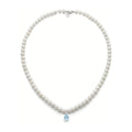 Comete Collana filo di perle in Oro 18KT, Diamante bianco e Acquamarina goccia – FWQ378