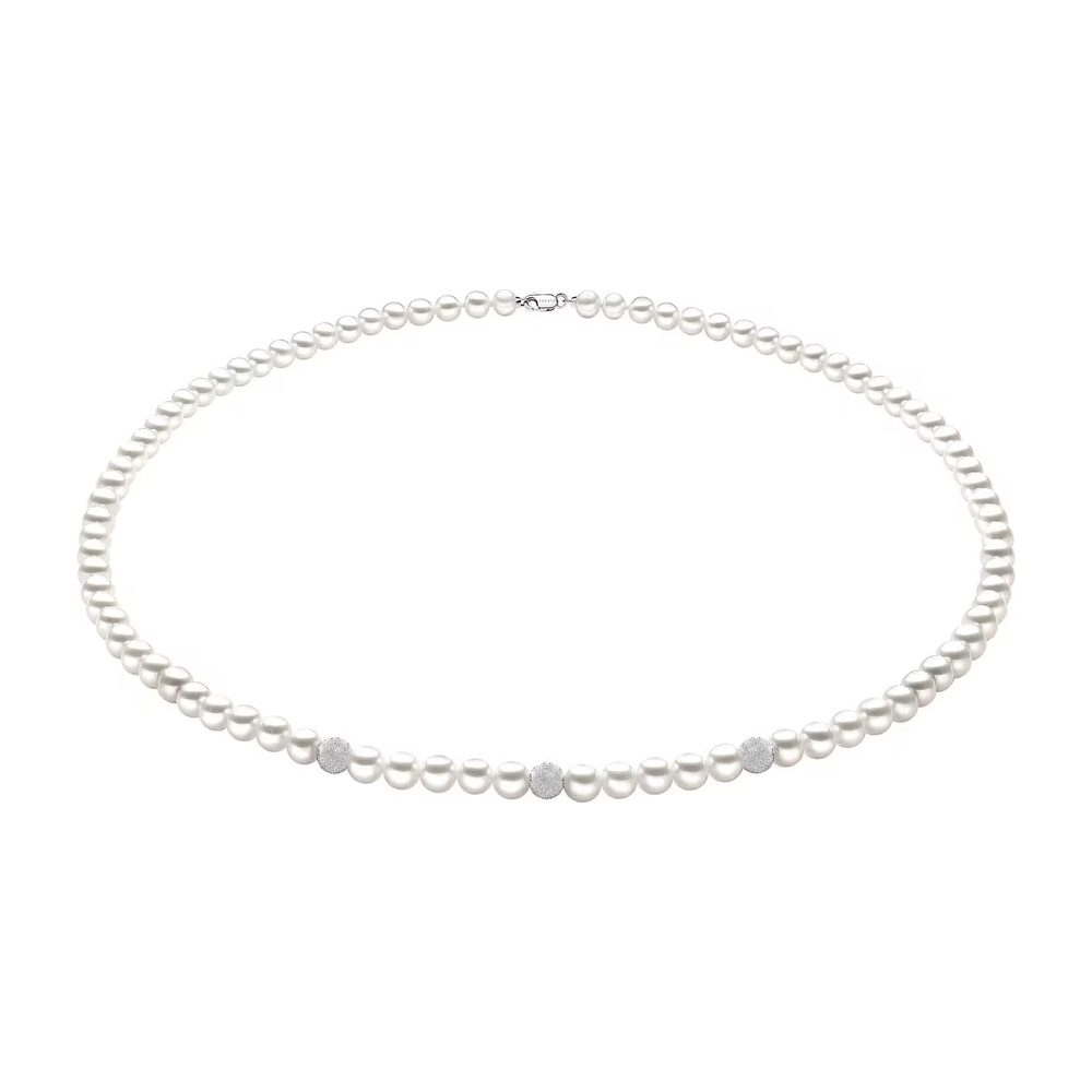 Comete Collana filo di perle in Oro 18KT e sfere diamantate – FWQ193B