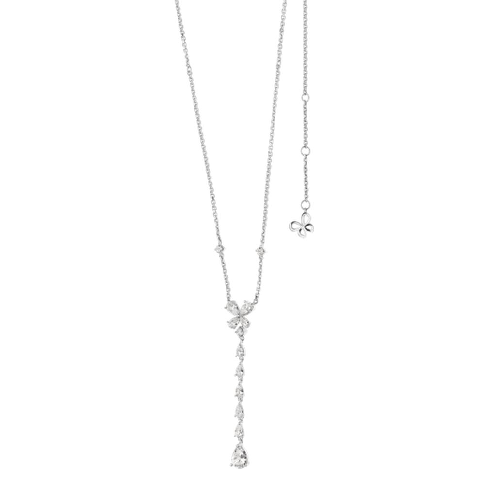 Comete Collana in Argento con fiore e goccia di zirconi bianchi – GLA151