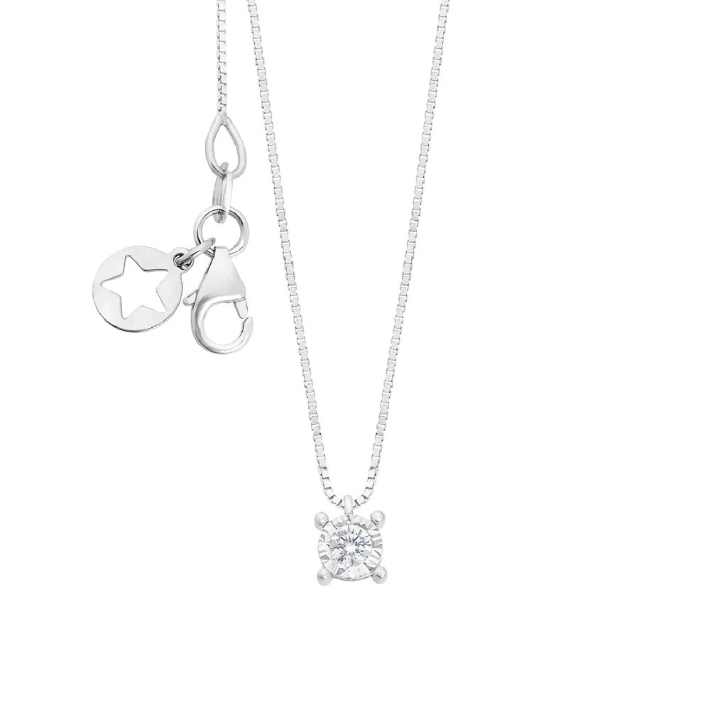 Comete Girocollo punto luce a quattro griffe in Oro 9KT e Diamante bianco – KGLB1414