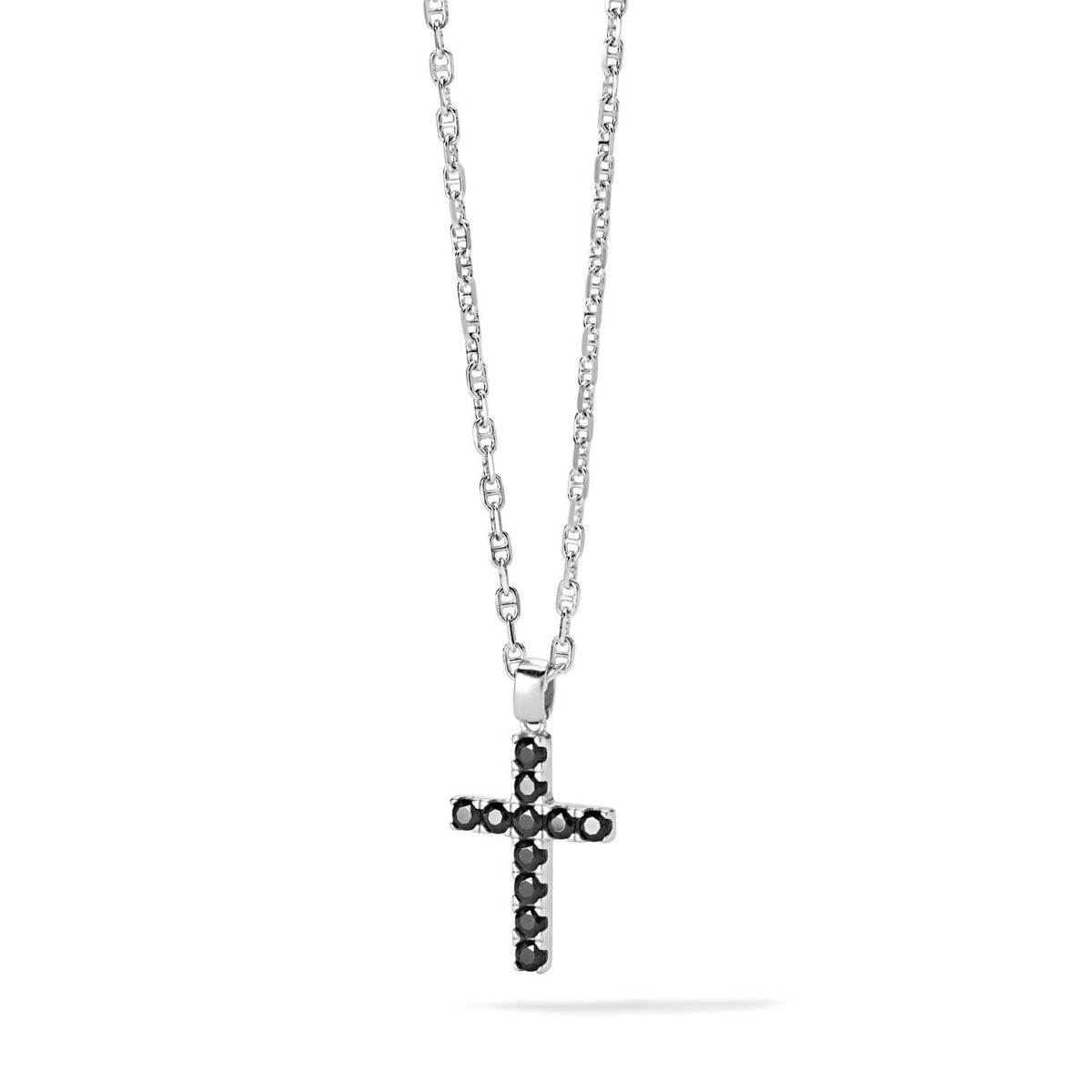 Comete Girocollo Croce in Argento e zirconi neri – UGL687