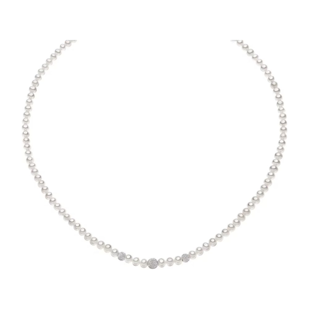 Comete Girocollo filo di perle in Oro 18KT e sfere diamantate – FWQ195B